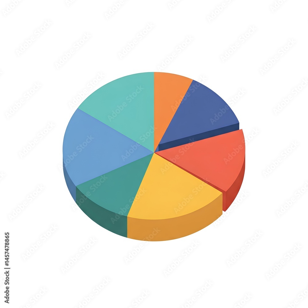 Aufkleber colorful three dimensional pie chart for data visualization and business presentations