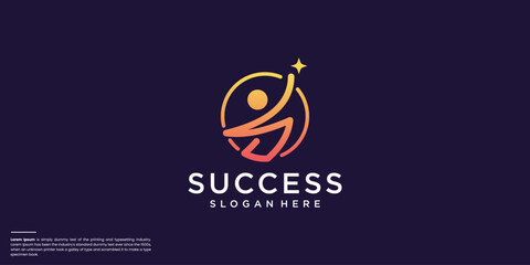 creative abstract line letter S combine people icon successful on circle shape concept.