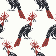 Seamless Floral Bird Pattern Nature Inspired Design Background 