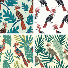 Seamless Floral Bird Pattern Nature Inspired Design Background 