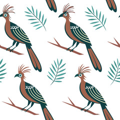 Seamless Floral Bird Pattern Nature Inspired Design Background 