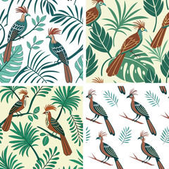 Seamless Floral Bird Pattern Nature Inspired Design Background 