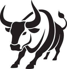 A cute black and white cartoon vector illustration shows a farm animal, a dairy cow or bull head, isolated as a funny livestock mammal