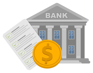Bank and money document concept mortgage investment economy, vector template