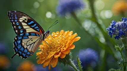 Fototapeta premium Vibrant butterfly on a flower (1)