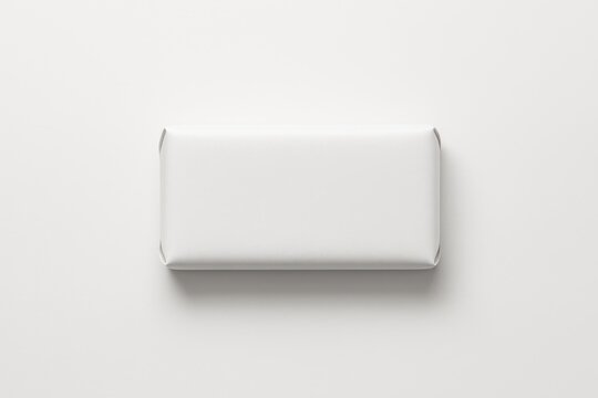 Soap Bar Minimalist Mockup: A top-down shot of a soap bar wrapped in clean packaging, perfect for showcasing hygiene or skincare products in a modern context.