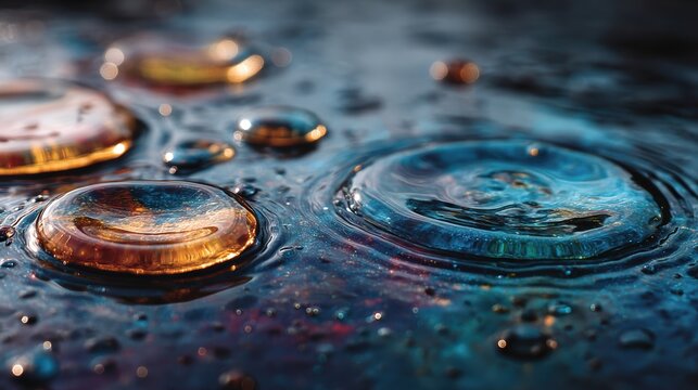 A stark image of water droplets on a surface, silently carrying the forever chemicals, PFAS, a haunting reminder of the environmental contamination we face
