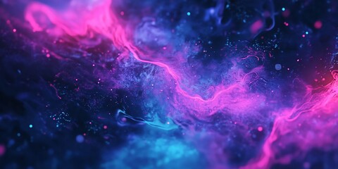 futuristic neon swirl lines in motion blur on dark