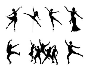 Silhouettes of Diverse Dance Styles in Motion