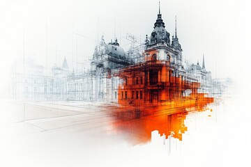 Shadowed passage corridor architecture illustration citysystems blueprint in lowlight mood