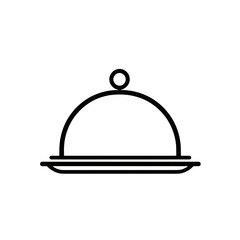 Obraz premium Closed Cloche Serving Dish, Minimalist Black Outline, Clean Background