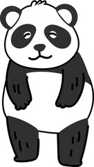 Flat vector panda lying down and resting with peaceful face