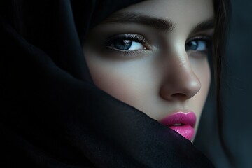 fashion model pink lips shadows satin outfit