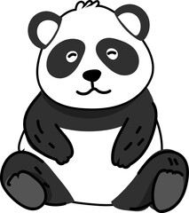 Panda sitting calmly with round belly, hand-drawn character