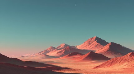 Naklejka premium Breathtaking mountain landscape under a clear blue sky at dusk.