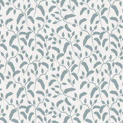 Botanical branch silhouette seamless vector pattern