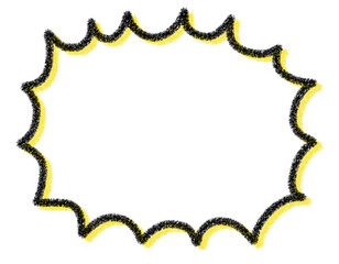 ポップな手描きの黄色フレームイラスト素材・クレヨン風