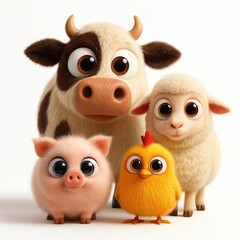 Fototapeta premium Adorable farm animal friends