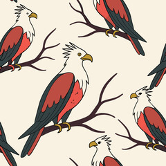Seamless Floral Bird Pattern Nature Inspired Design Background 
