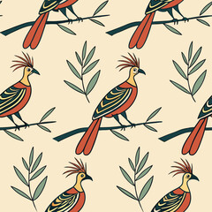 Seamless Floral Bird Pattern Nature Inspired Design Background 