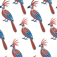 Seamless Floral Bird Pattern Nature Inspired Design Background 