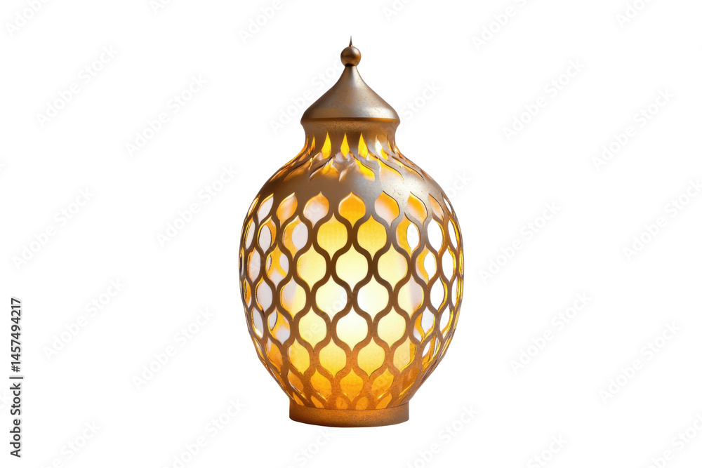 Poster a golden ornate vase with a lattice pattern design standing on a black background in a studio settin