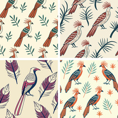 Seamless Floral Bird Pattern Nature Inspired Design Background 