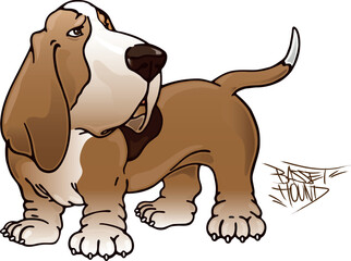 MASCOT OR DOG CHARACTER OF THE BASSET HOUND BREED - VECTOR ART