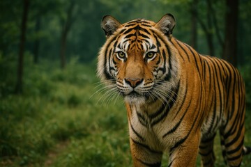 Obraz premium Majestic tiger in lush forest