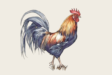Rooster Wall Art – Farmhouse Rooster Watercolor Print, Rustic Farm Animal PNG, Country Kitchen Decor 1