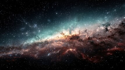 Fototapeta premium Vast cosmic scene filled with stars and nebulous colors in deep space.