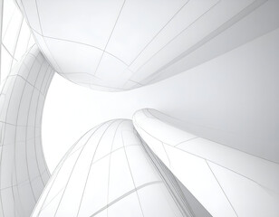 Abstract White Architectural Design Modern Building Curves and Lines