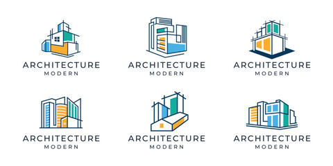 minimalist architect building logo collection vector illustration.