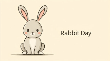 Fototapeta premium Minimalist studio shot of adorable rabbit celebrating international rabbit day