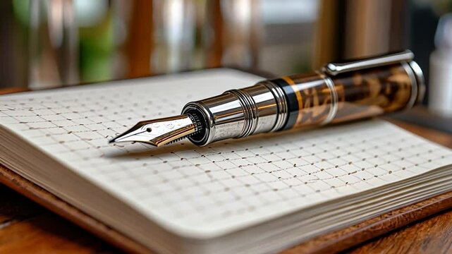 Elegant fountain pen on vintage notebook product image