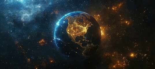Glowing network lines a digital view of earths global connectivity
