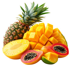 Luminous Tropical Cascade VIII Vibrant Mix of Mango Isolated on Transparent Background