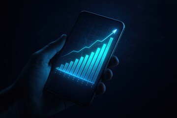 Digital growth graph on smartphone.