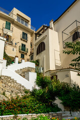  architecture and streets of the old town of Sperlonga, Lazio, Italy. Famous tourist destination in Riviera de Ulisse
