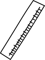 Ruler Sketch in Minimal Black and White Style for Measuring