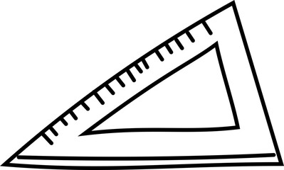 Triangle Ruler Vector in Line Style for Technical Drawing