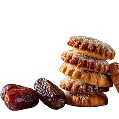 Stacked cookies and dates, perfect for Ramadan.
