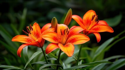 Obraz premium Orange lilies in bloom