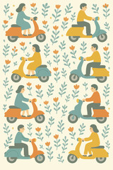 Scooter Peeps Print Design in Vector