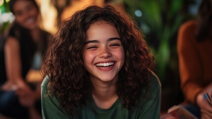 teen card game laugh group teen laughing while playing card game, pastel rug and group vibe