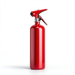 Obraz premium Bright Red Fire Extinguisher Isolated on White Background for Safety Equipment