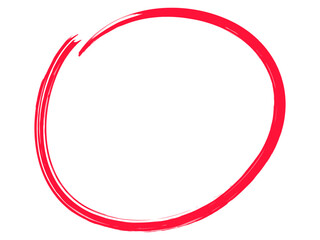 Hand drawn red circle highligter. Vector marker circle line