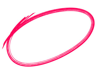 Hand drawn red circle highligter. Vector marker circle line