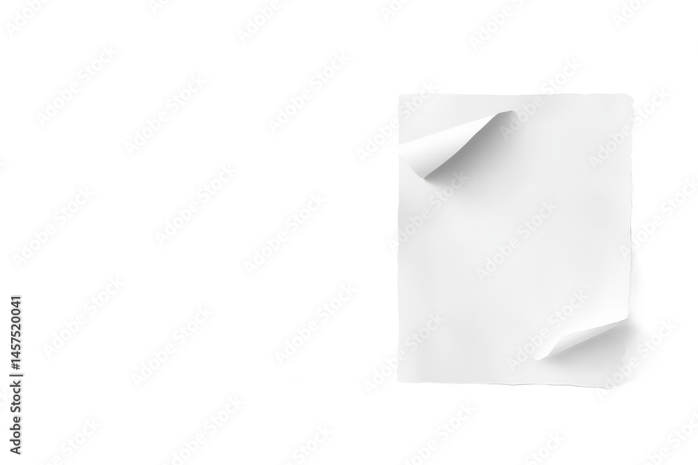 Poster a minimalistic monochrome image featuring a sheet of paper with a folded corner and a small rectangl