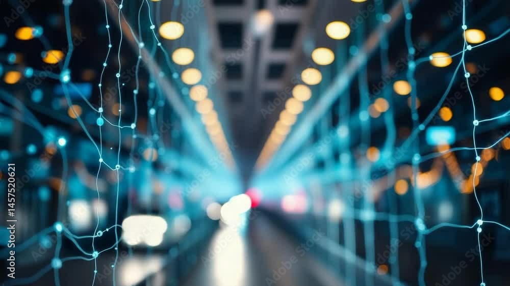 Poster digital data network connections in high speed internet technology 4k